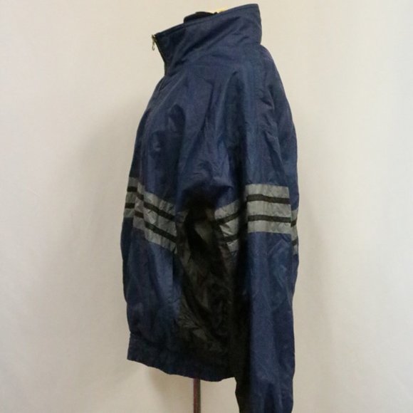 PROACTIVE 90s Navy Striped Zip Up Windbreaker VTG - Picture 2 of 6